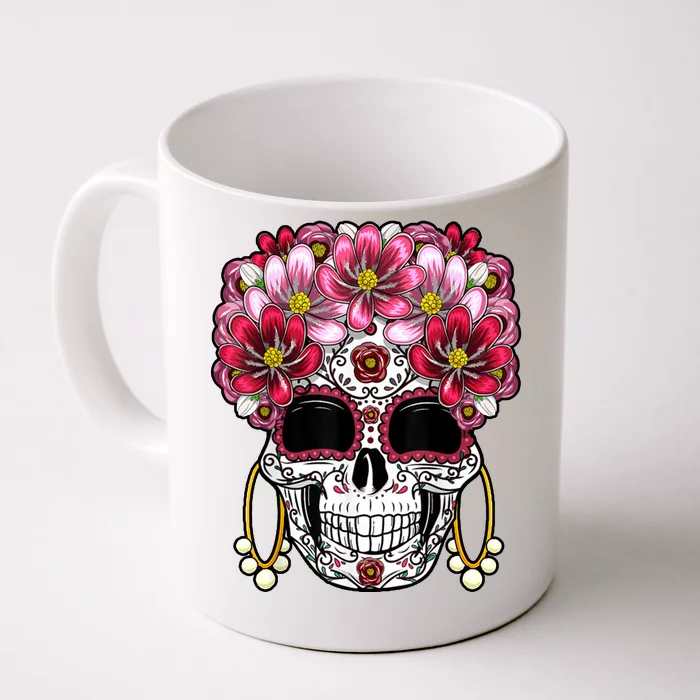 Floral Sugar Skeleton Cool Graphic Skull Front & Back Coffee Mug