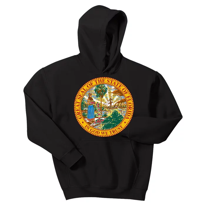 Florida State Seal Flag Kids Hoodie