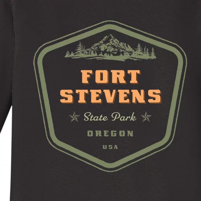 Fort Stevens State Park Oregon Retro Baby Long Sleeve Bodysuit