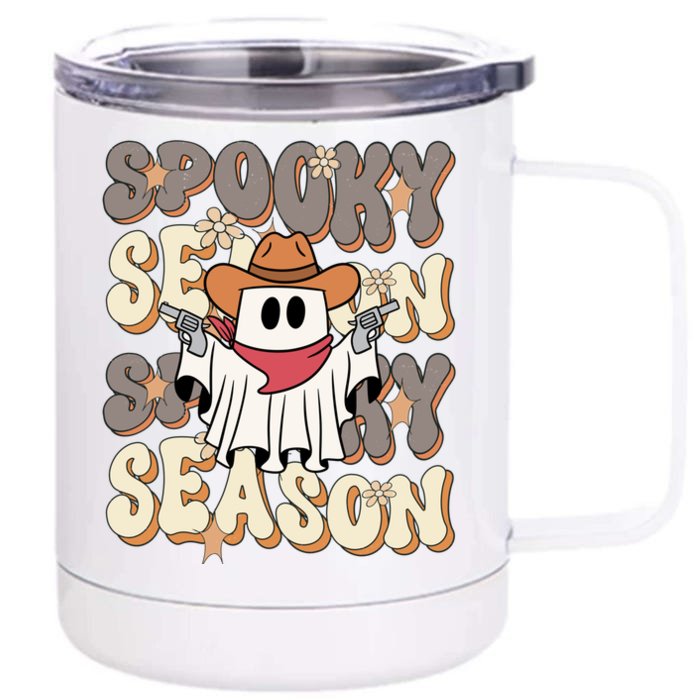 Funny Saying Spooky Season Halloween Western Front & Back 12oz Stainless Steel Tumbler Cup