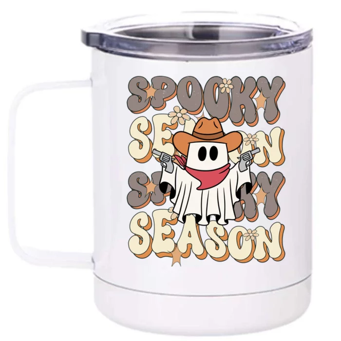 Funny Saying Spooky Season Halloween Western Front & Back 12oz Stainless Steel Tumbler Cup