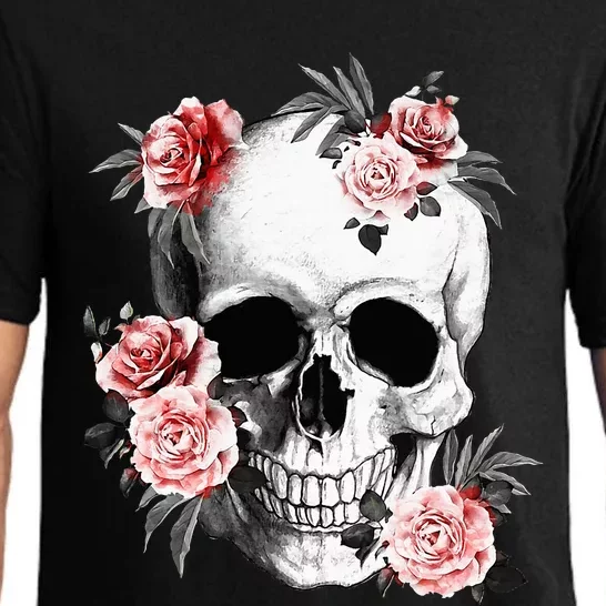 Floral Sugar Skull Rose Flowers Mycologist Gothic Goth Pajama Set