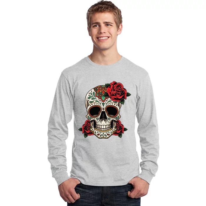 Floral Sugar Skull Day Of Dead Dia De Los Muertos Tall Long Sleeve T-Shirt