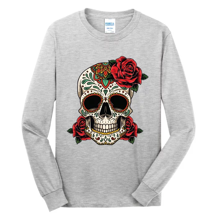 Floral Sugar Skull Day Of Dead Dia De Los Muertos Tall Long Sleeve T-Shirt