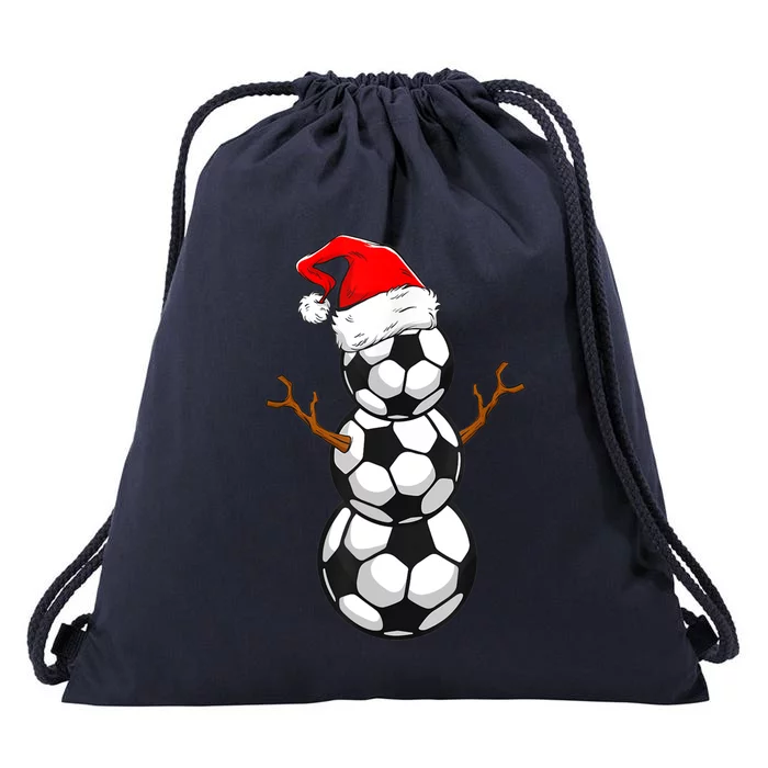 Funny Soccer Snow Boys Soccer Christmas Pajama Xmas Gift Drawstring Bag