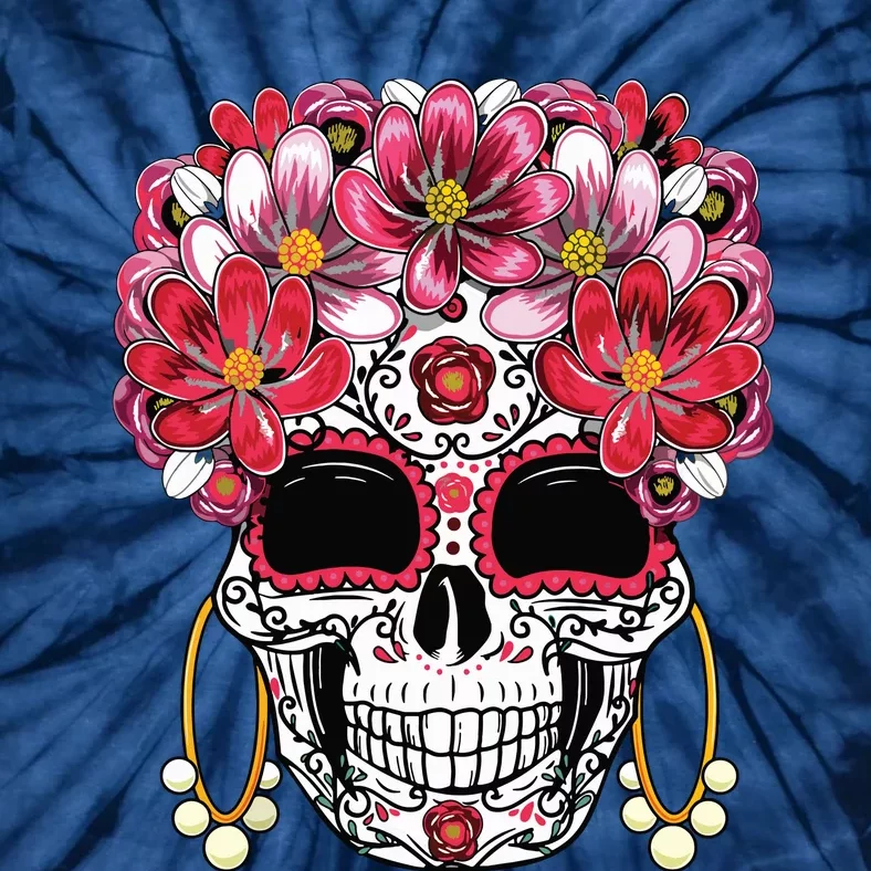 Floral Sugar Skull Day Of The Dead Dia De Muertos Gift Tie-Dye T-Shirt