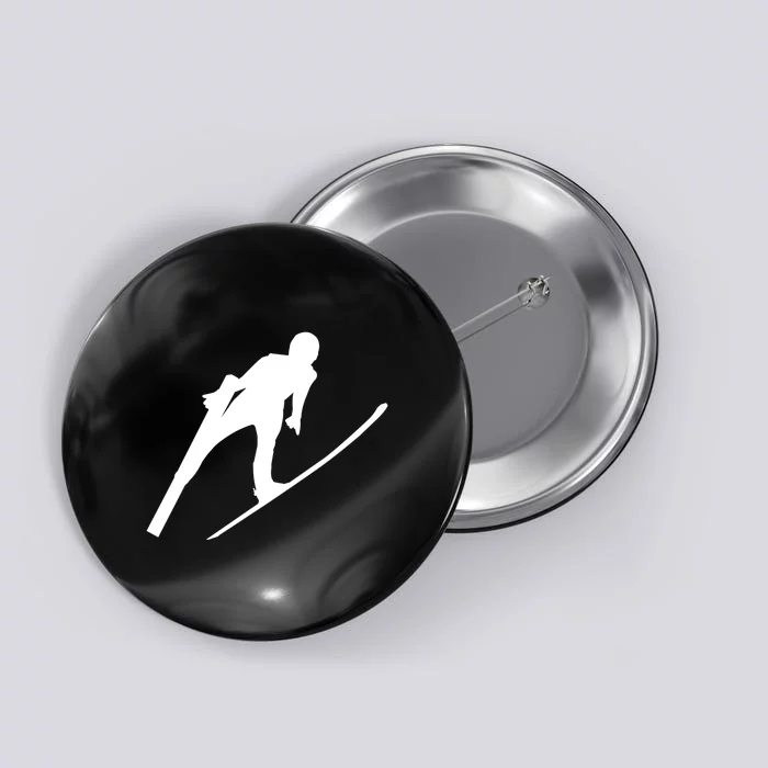 Funny Ski Skiing Lover Gift For Skiers Button