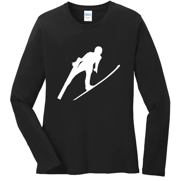 Funny Ski Skiing Lover Gift For Skiers Ladies Long Sleeve Shirt