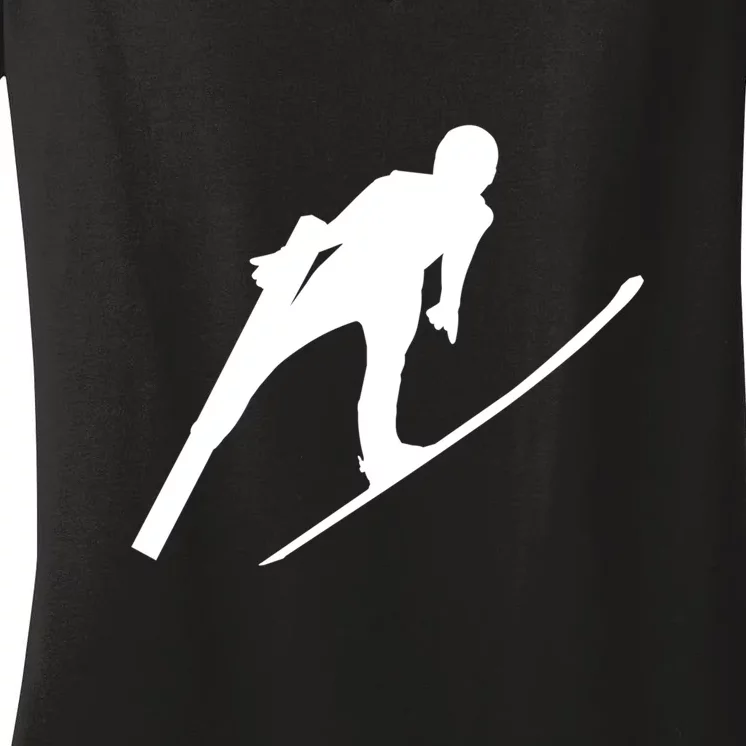 Funny Ski Skiing Lover Gift For Skiers Women's V-Neck T-Shirt