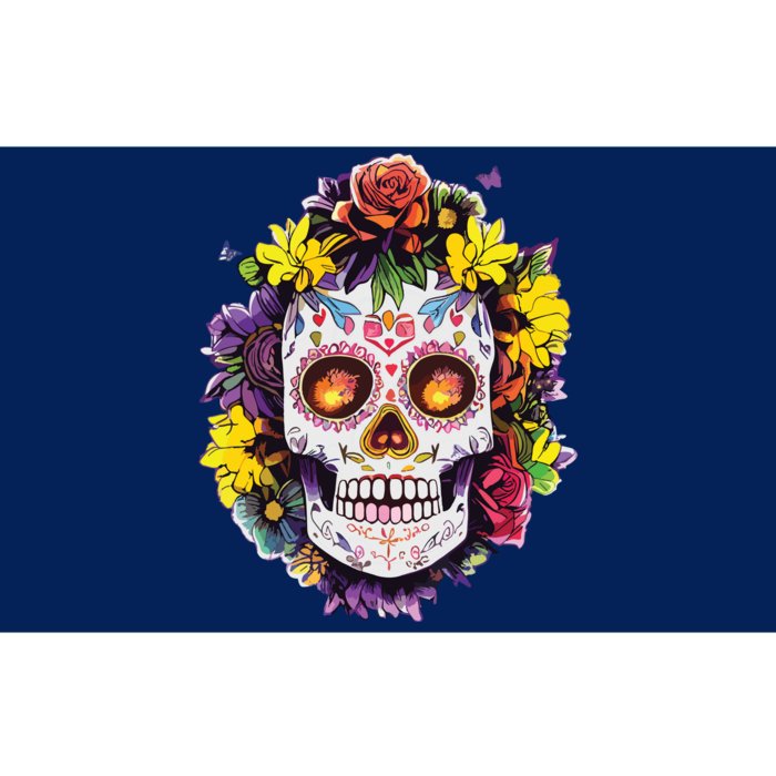 Floral Sugar Skull Day Of The Dead Dia De Muertos Bumper Sticker