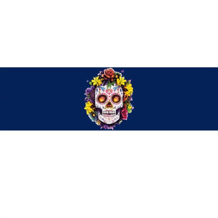 Floral Sugar Skull Day Of The Dead Dia De Muertos Bumper Sticker