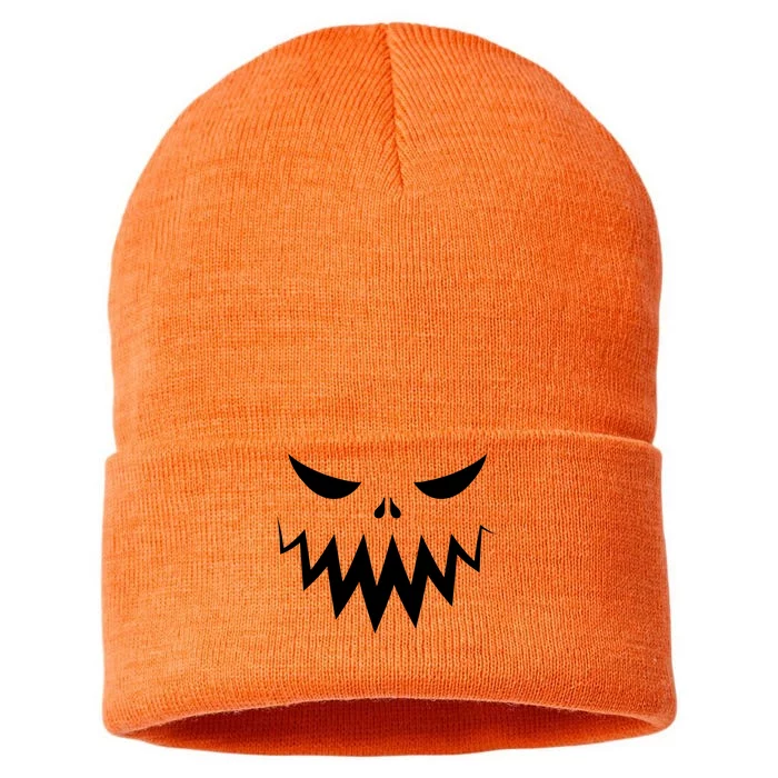 Funny Scary Smiling Face Custom Halloween Gift Sustainable Knit Beanie