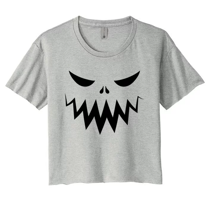 Funny Scary Smiling Face Custom Halloween Gift Women's Crop Top Tee