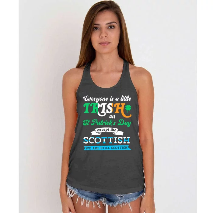 Funny Scottish St Patricks Day Scotland St Pattys Day Women's Knotted Racerback Tank