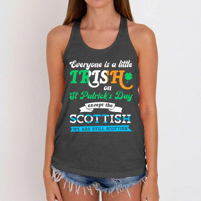 Funny Scottish St Patricks Day Scotland St Pattys Day Women's Knotted Racerback Tank