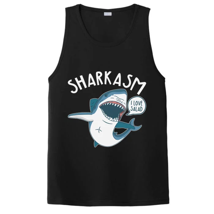 Funny Sharkasm Shark Sarcasm Performance Tank