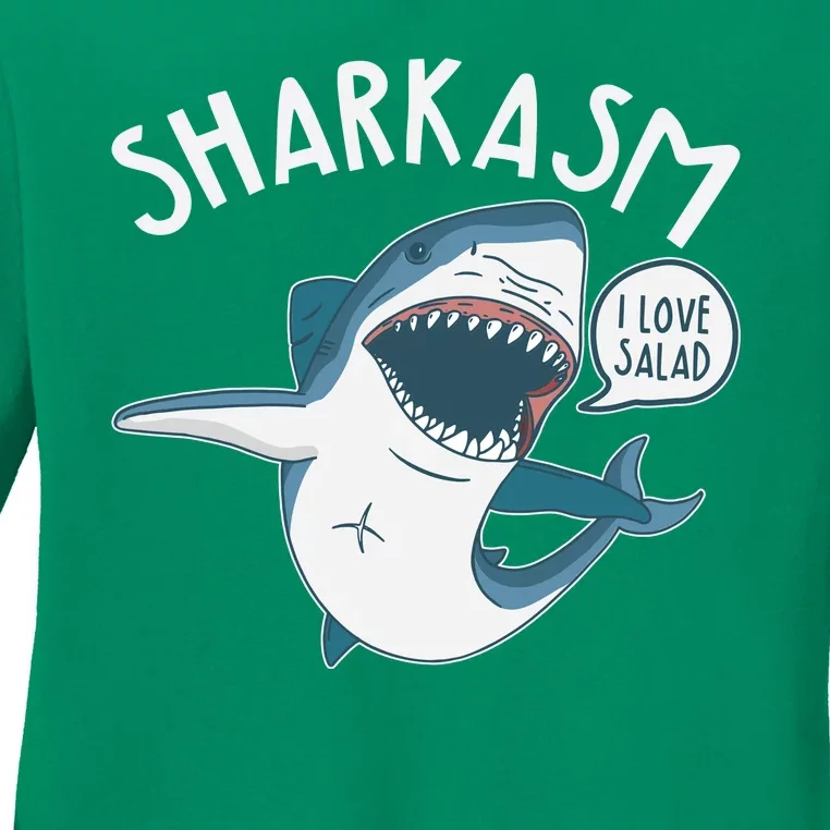 Funny Sharkasm Shark Sarcasm Ladies Long Sleeve Shirt