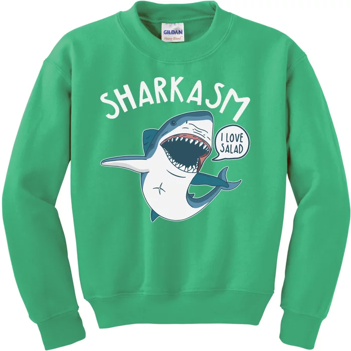 Funny Sharkasm Shark Sarcasm Kids Sweatshirt