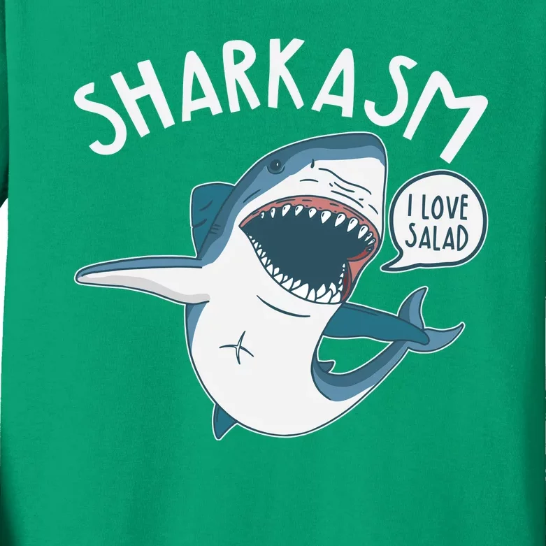 Funny Sharkasm Shark Sarcasm Kids Long Sleeve Shirt