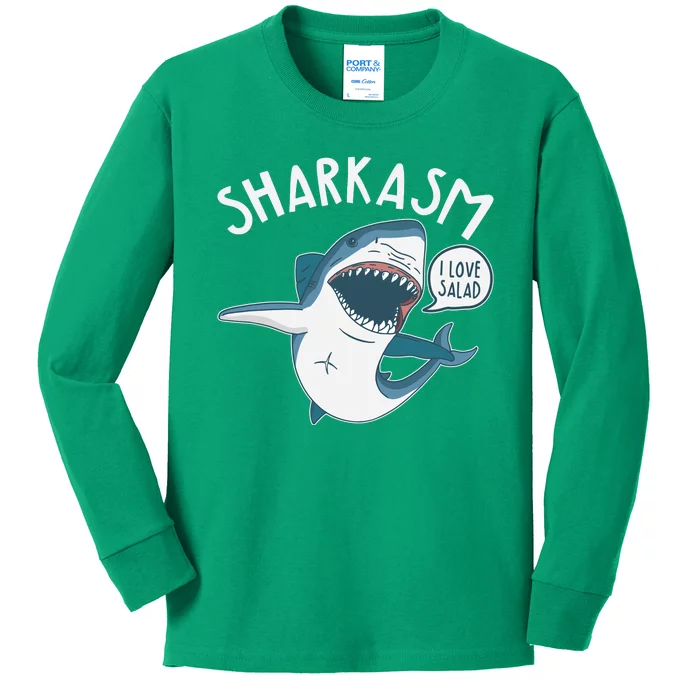 Funny Sharkasm Shark Sarcasm Kids Long Sleeve Shirt