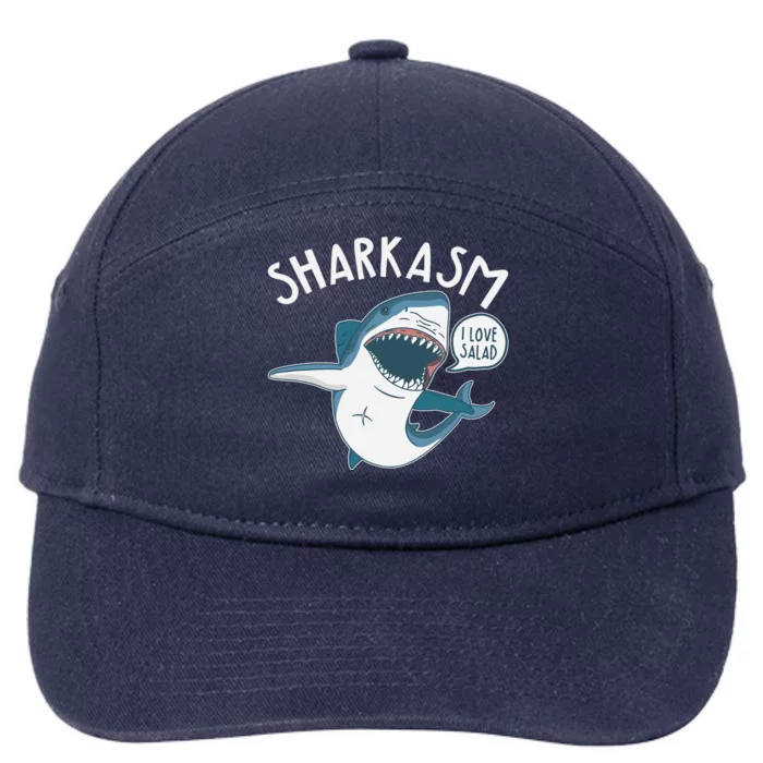 Funny Sharkasm Shark Sarcasm 7-Panel Snapback Hat