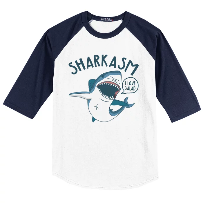 Funny Sharkasm Shark Sarcasm Baseball Sleeve Shirt