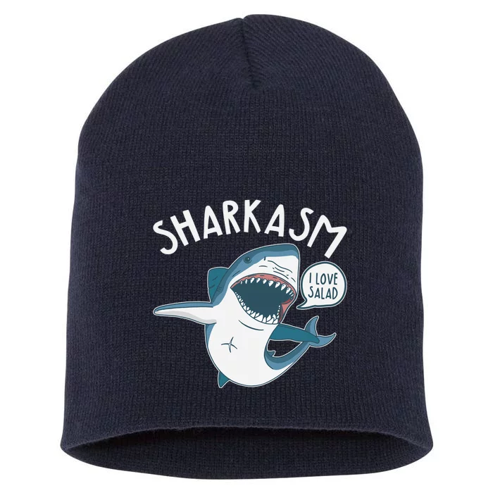 Funny Sharkasm Shark Sarcasm Short Acrylic Beanie