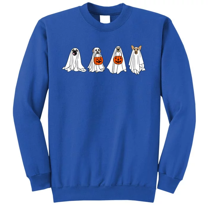 Funny Spooky Season Retro Jackolantern Ghost Dog Halloween Cute Gift Tall Sweatshirt