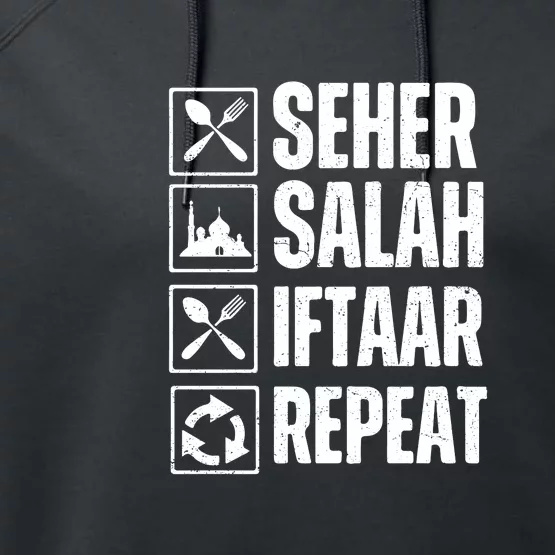 Funny Seher Salah Iftaar Repeat Gift For Ramadan Mubarak Performance Fleece Hoodie