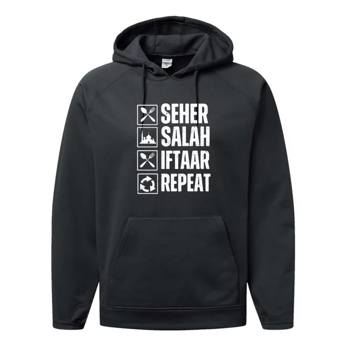 Funny Seher Salah Iftaar Repeat Gift For Ramadan Mubarak Performance Fleece Hoodie