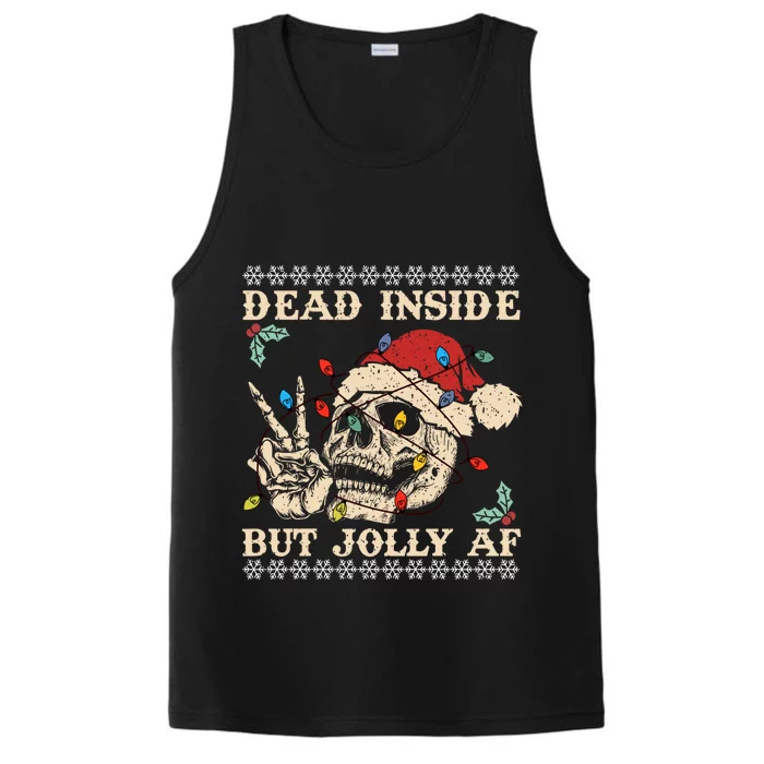 Festive Sarcastic Snarky Skeleton Ugly Christmas Sweater Performance Tank