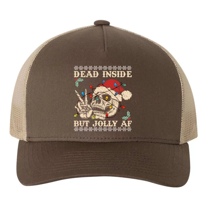 Festive Sarcastic Snarky Skeleton Ugly Christmas Sweater Yupoong Adult 5-Panel Trucker Hat