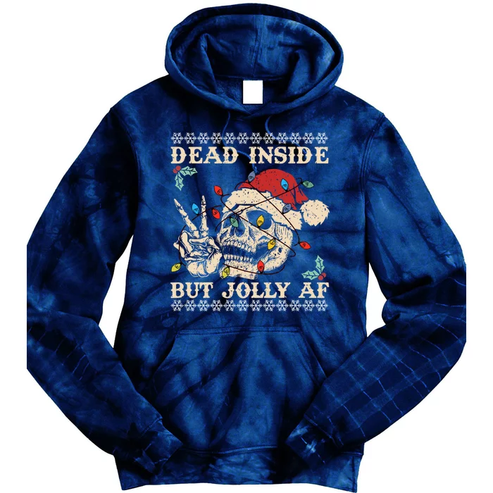 Festive Sarcastic Snarky Skeleton Ugly Christmas Sweater Tie Dye Hoodie