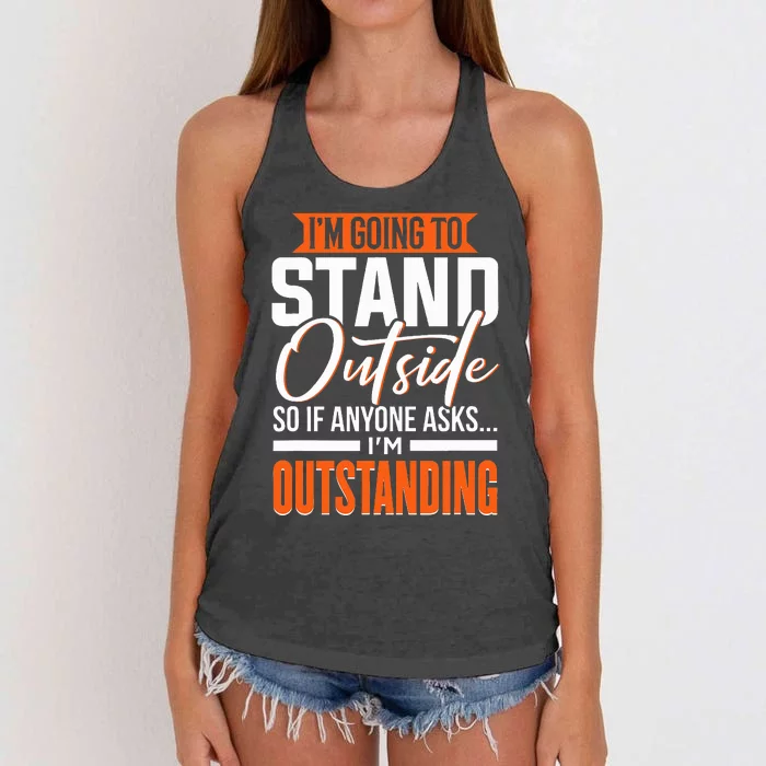 Funny Sarcastic Saying I'm Outstanding Sarcasm Women's Knotted Racerback Tank