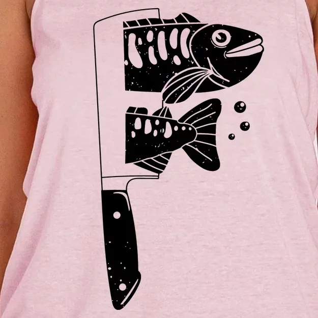 Fresh Sashimi Sushi Knife Anime Inspiration Women's Knotted Racerback Tank