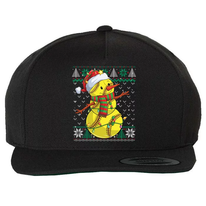 Funny Snow Softball Christmas Ball Ugly Sweater Gift Wool Snapback Cap