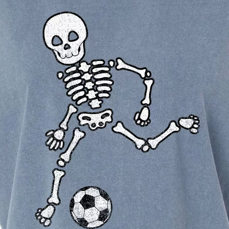 Funny Skeleton Soccer Halloween Sport Player Costume Garment-Dyed Women's Muscle Tee