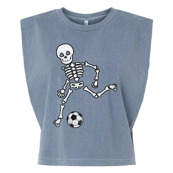 Funny Skeleton Soccer Halloween Sport Player Costume Garment-Dyed Women's Muscle Tee