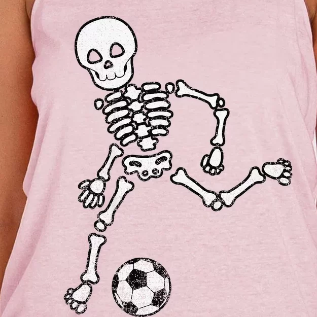 Funny Skeleton Soccer Halloween Sport Player Costume Women's Knotted Racerback Tank