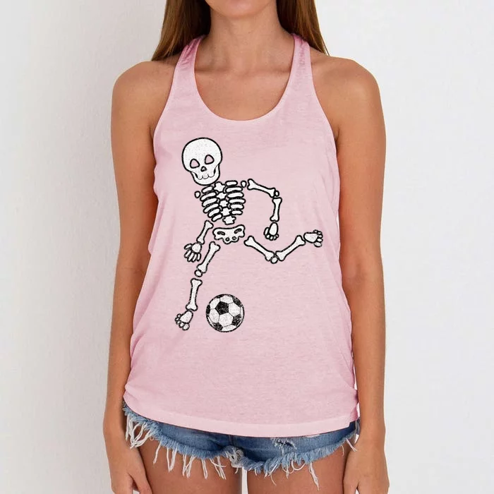 Funny Skeleton Soccer Halloween Sport Player Costume Women's Knotted Racerback Tank