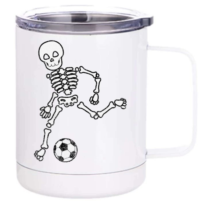 Funny Skeleton Soccer Halloween Sport Player Costume Front & Back 12oz Stainless Steel Tumbler Cup