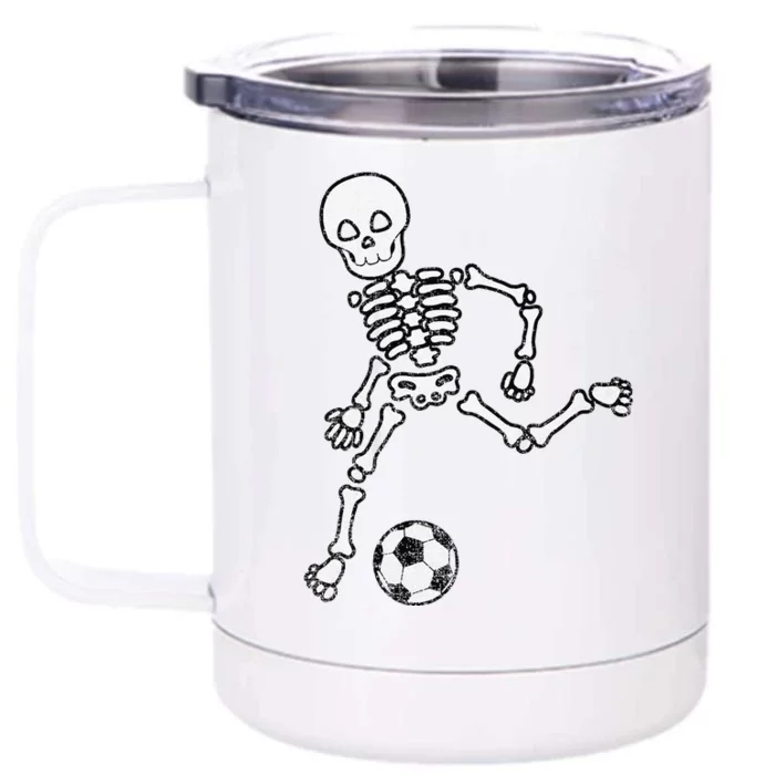 Funny Skeleton Soccer Halloween Sport Player Costume Front & Back 12oz Stainless Steel Tumbler Cup