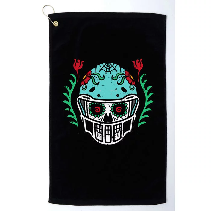 Floral Skeleton Skull Football Halloween Platinum Collection Golf Towel