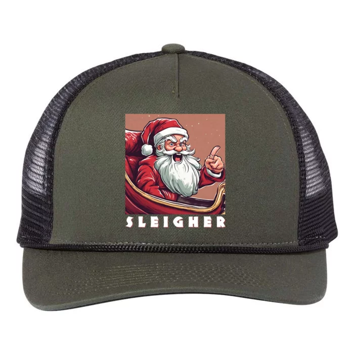 Funny Santa Sleigh Gift Sleigh The Day Sleigher Gift Retro Rope Trucker Hat Cap