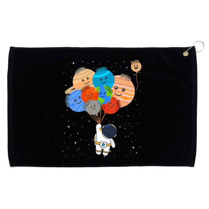 Funny Solar System Astronaut Holding Planet Balloons Pluto Grommeted Golf Towel