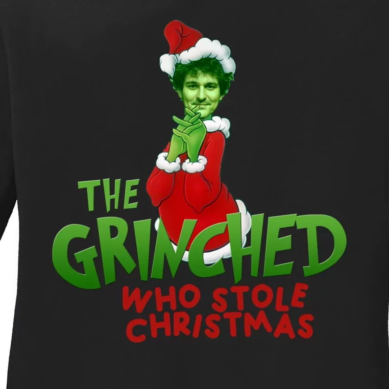 FTX SBF Sam Bankman Fried The Grinched Who Stole Christmas Ladies Long Sleeve Shirt