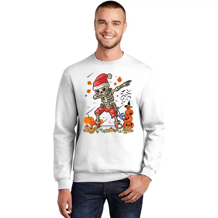 Festive Santa Skeleton Dabbing Costume for Halloween and Christmas Sweatshirt