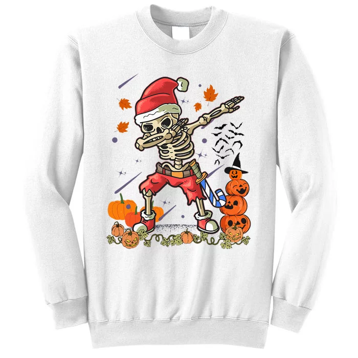 Festive Santa Skeleton Dabbing Costume for Halloween and Christmas Sweatshirt