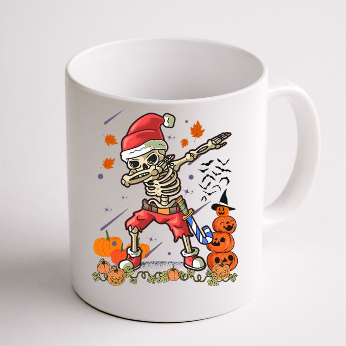 Festive Santa Skeleton Dabbing Costume for Halloween and Christmas Front & Back Coffee Mug