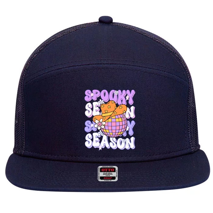 Funny Saying Spooky Season Halloween Disco Lover Gift 7 Panel Mesh Trucker Snapback Hat